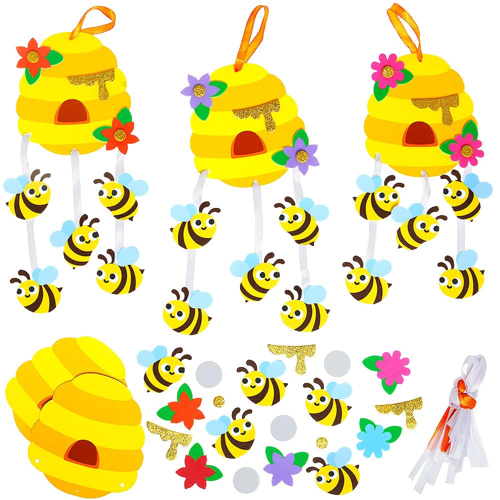 Baker Ross WA114 Beehive & Bees Decoration Kits - Pack of 5, Fun Foam Craft Kits for Learning and Decorating