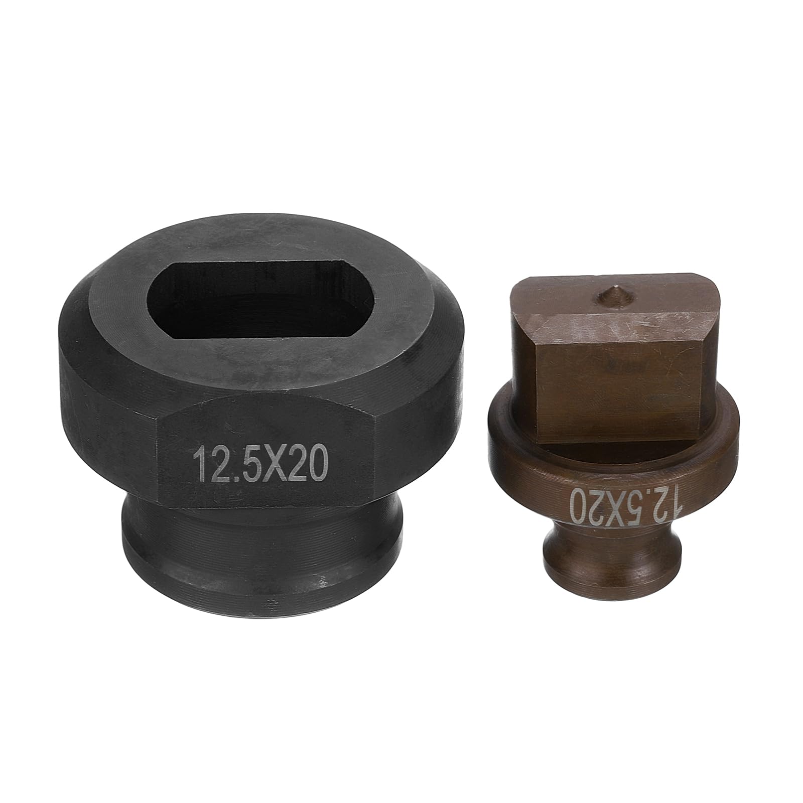 sourcing map Hydraulic Hole Punch Die Φ12.5×20mm Precise Oval Hole Electric Hydraulic Hole Punching Kit for MHP-20 JP-20 Electric Hydraulic Punching Machine, Burgundy & Black