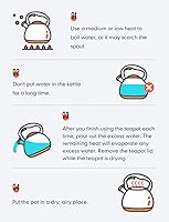 Vista 7 de BELANKO - Tetera de acero inoxidable de 2.7 cuartos de galón para estufa, de grado alimenticio con mango de patrón de madera, con silbido fuerte