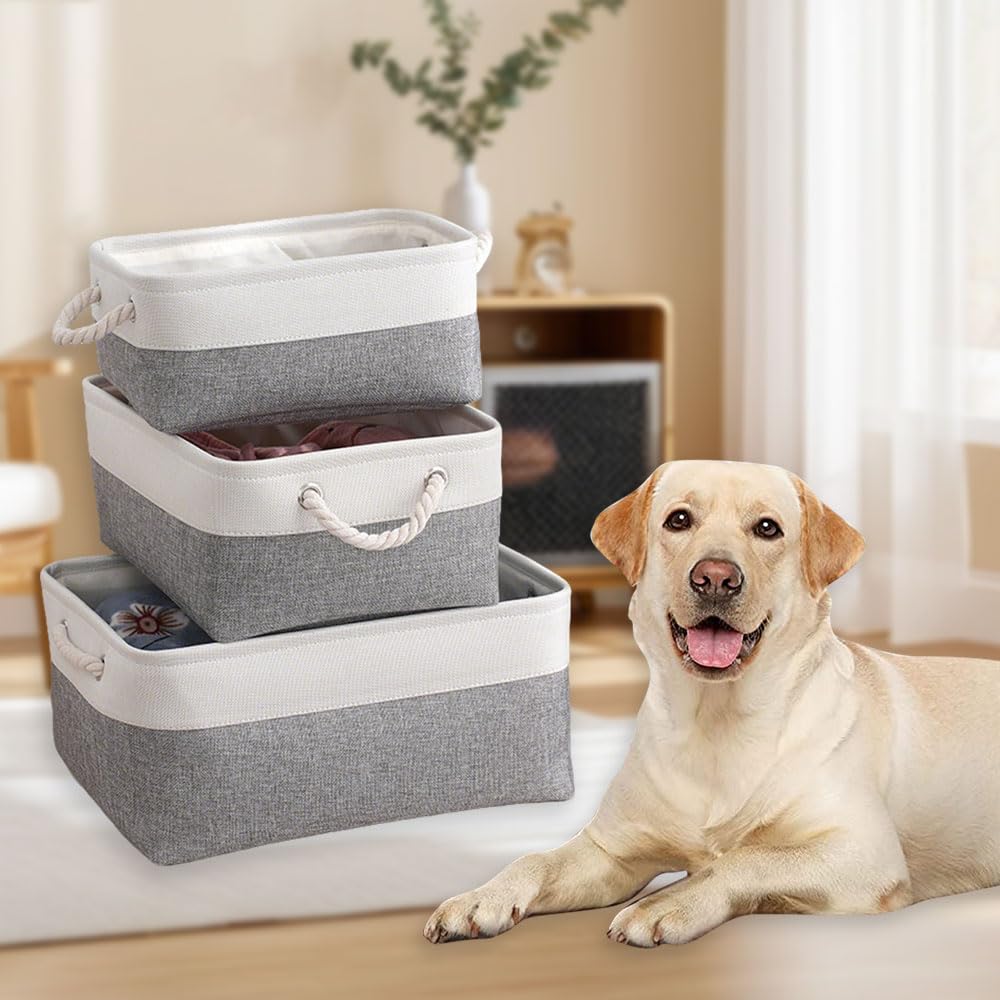 Personalizzato Cesto per Giocattoli per Cani su Misura con Nome e Foto Pieghevole Cotone Organizzatore con Maniglie