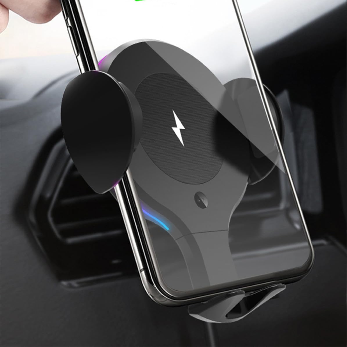 YARNOW Caricatore 12v Auto Wireless da 10w Supporto Smartphone Auto in Abs e Pom, Protezione da Sovracorrente e Supporto per Bocchetta D'aria Rotante a 360 Gradi per Automobile