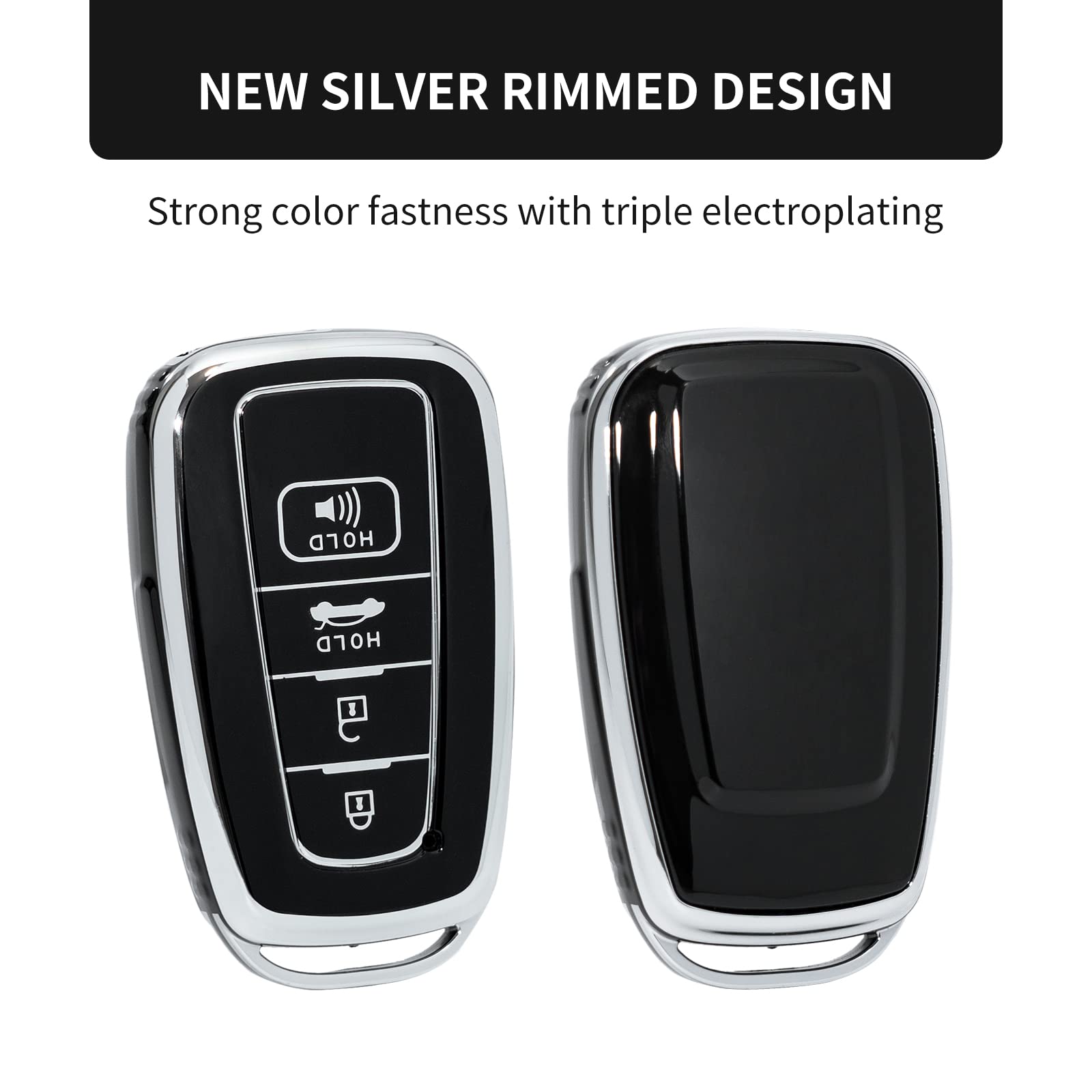 Silica Gel 4 Buttons Smart Key Case Fob Cover Chain For Toyota Camry RAV4 Mirai