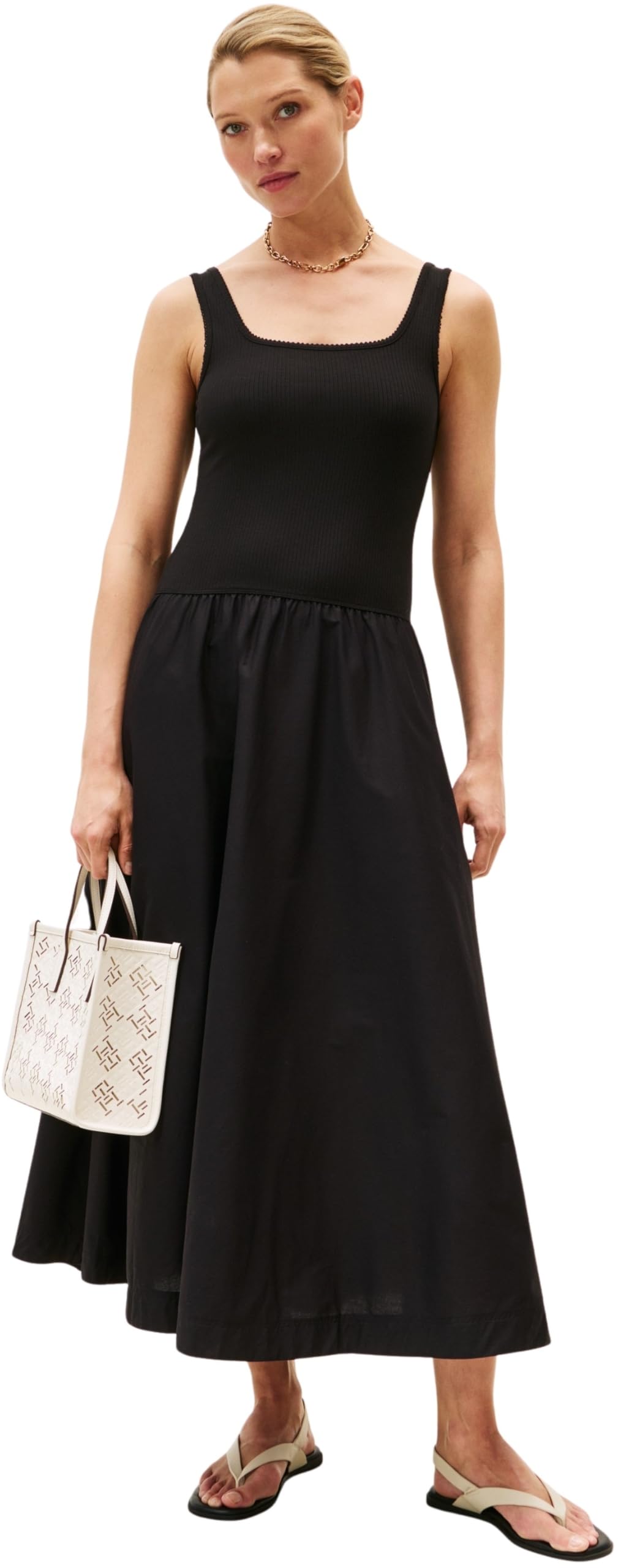Tommy Hilfiger Vestido Mujer Rib Midi Mix Fit & Flare