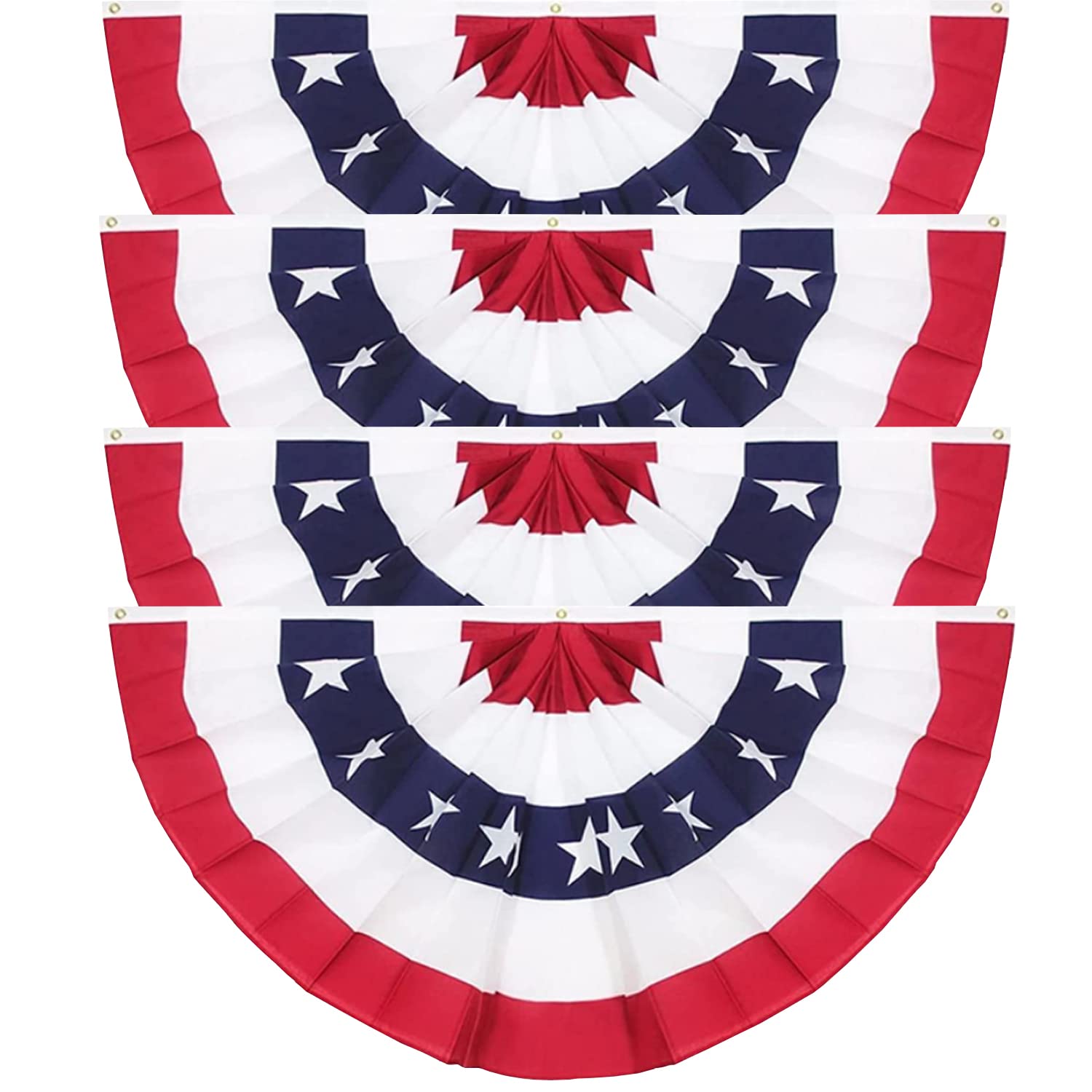 3 x 6 Ft Extra Large American Pleated Fan Flag 4th of July Decoration USA Patriotic Half Fan Bunting Flag for Independence Day Memorial Day and Labour Day 4PCS