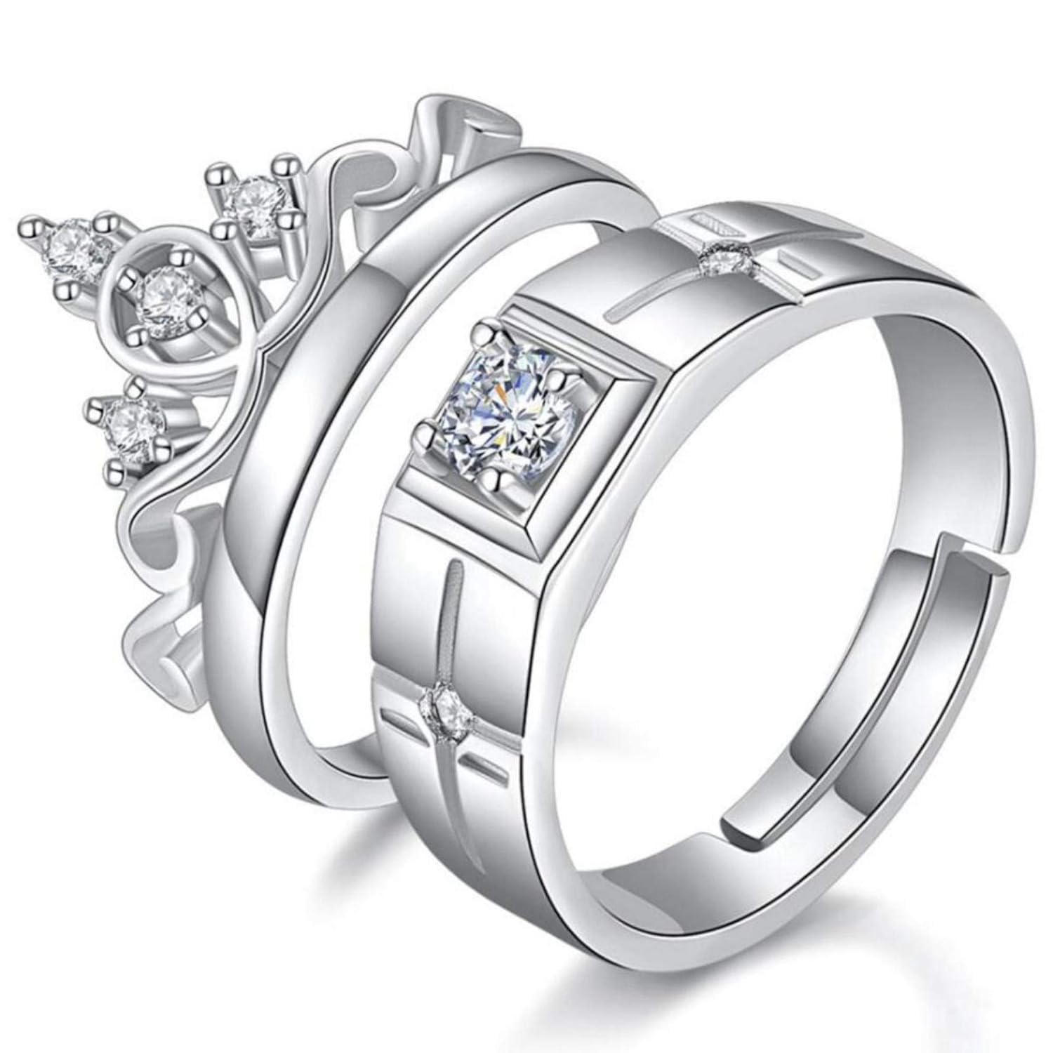 youbella Jewellery Stylish Latest Gifts Silver Plated Adjustable Heart Love Proposal Couple Rings Set for Men/Women/Girls/Boys (Silver) (YBRG_20292)-picture-42