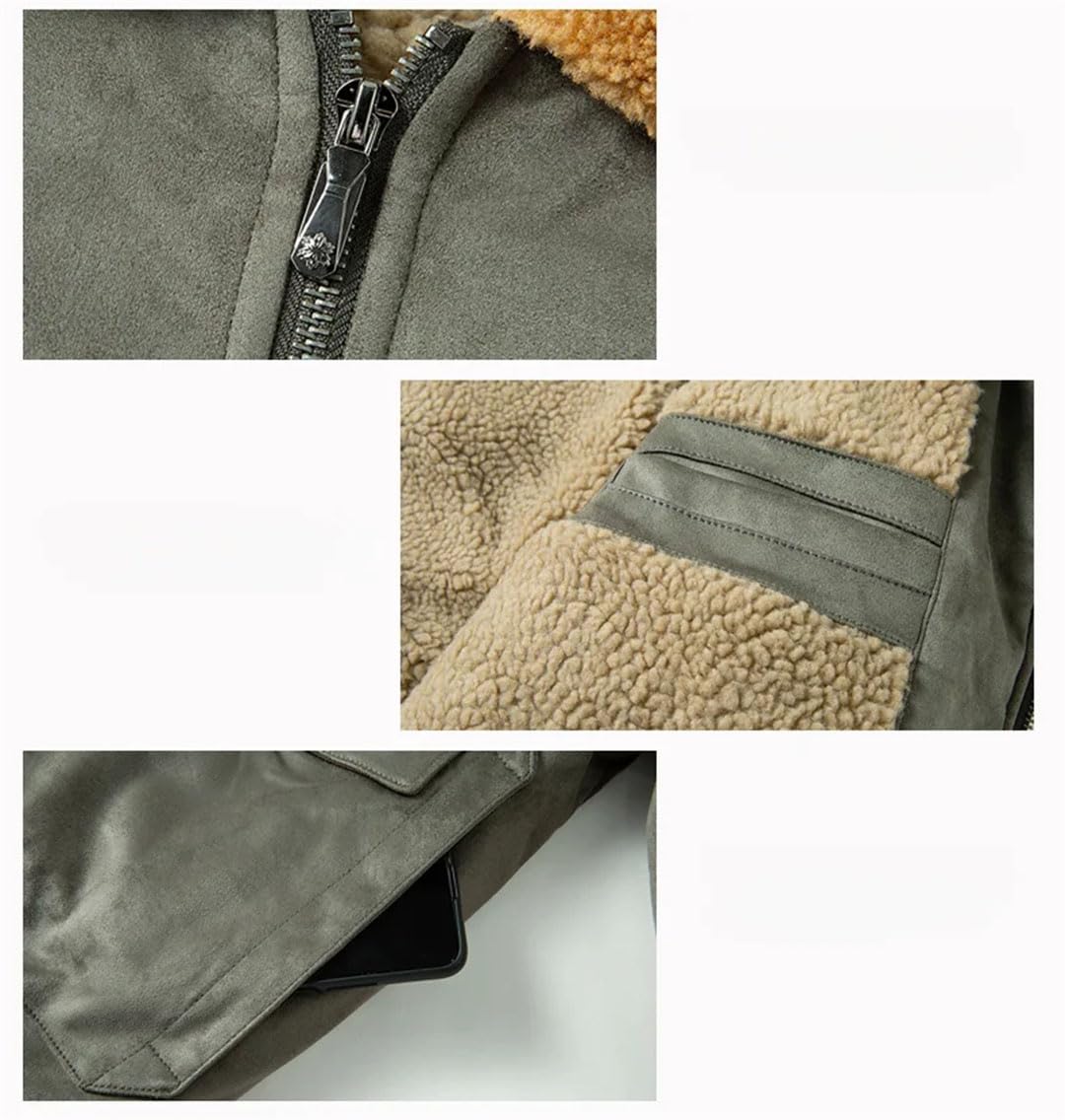 Giacca invernale da uomo in pelle scamosciata tinta unita multi-tasca imbottita ispessita tempo libero all'aperto viaggi risvolto top cappotto da lavoro da uomo
