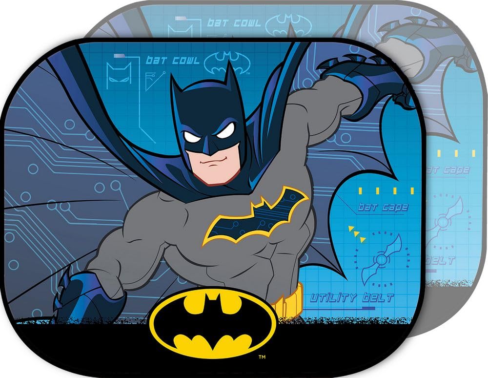Tataway Paar Seitenmarkisen Batman Auto-Sonnenschirme 44x35 cm — Sonnenschutz für Kinder mit offizieller DC Comics Superheroes Man Bat Grafik
