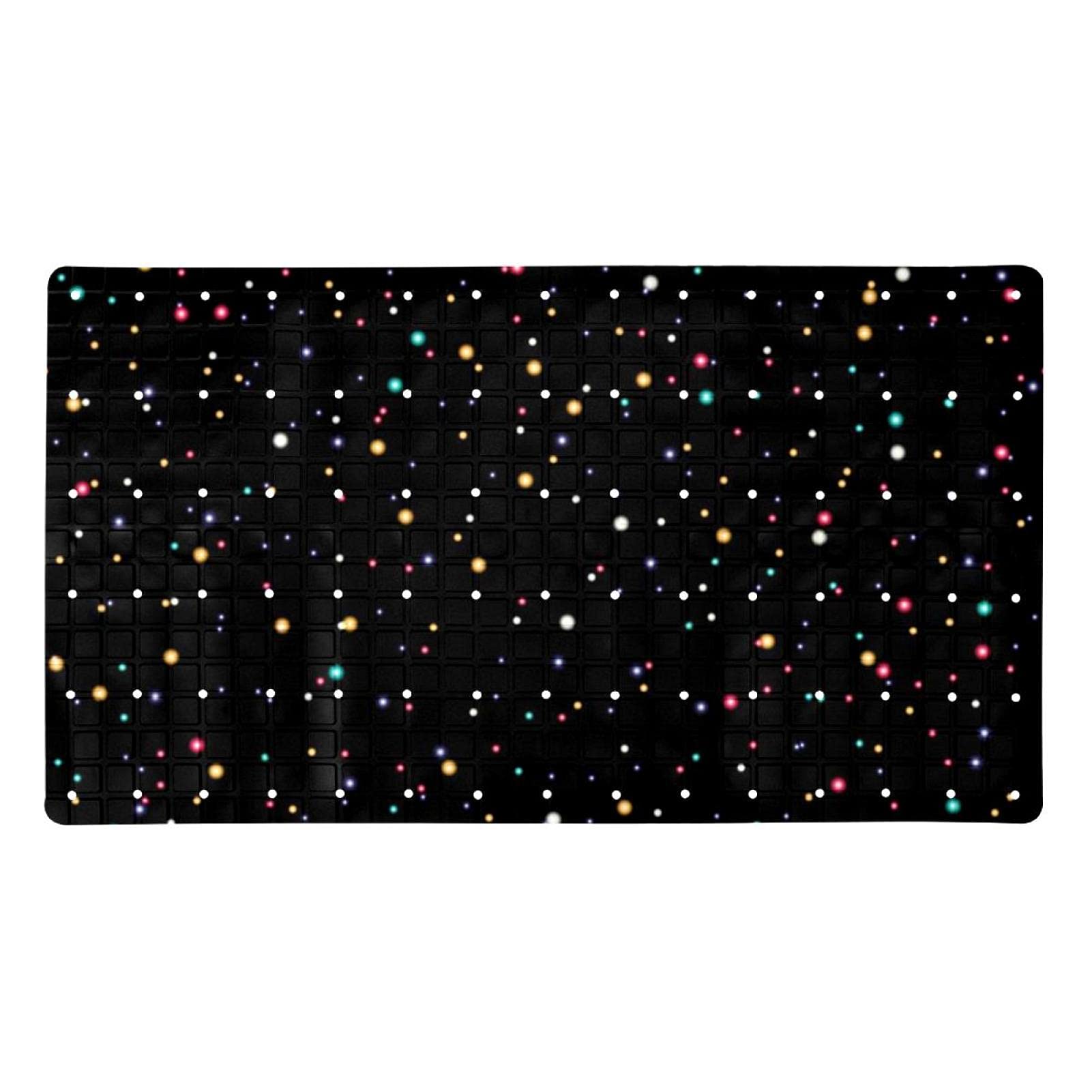 Tapis de bain antidérapant PVC rectangulaire coloré avec ventouses pour douche sécurisée