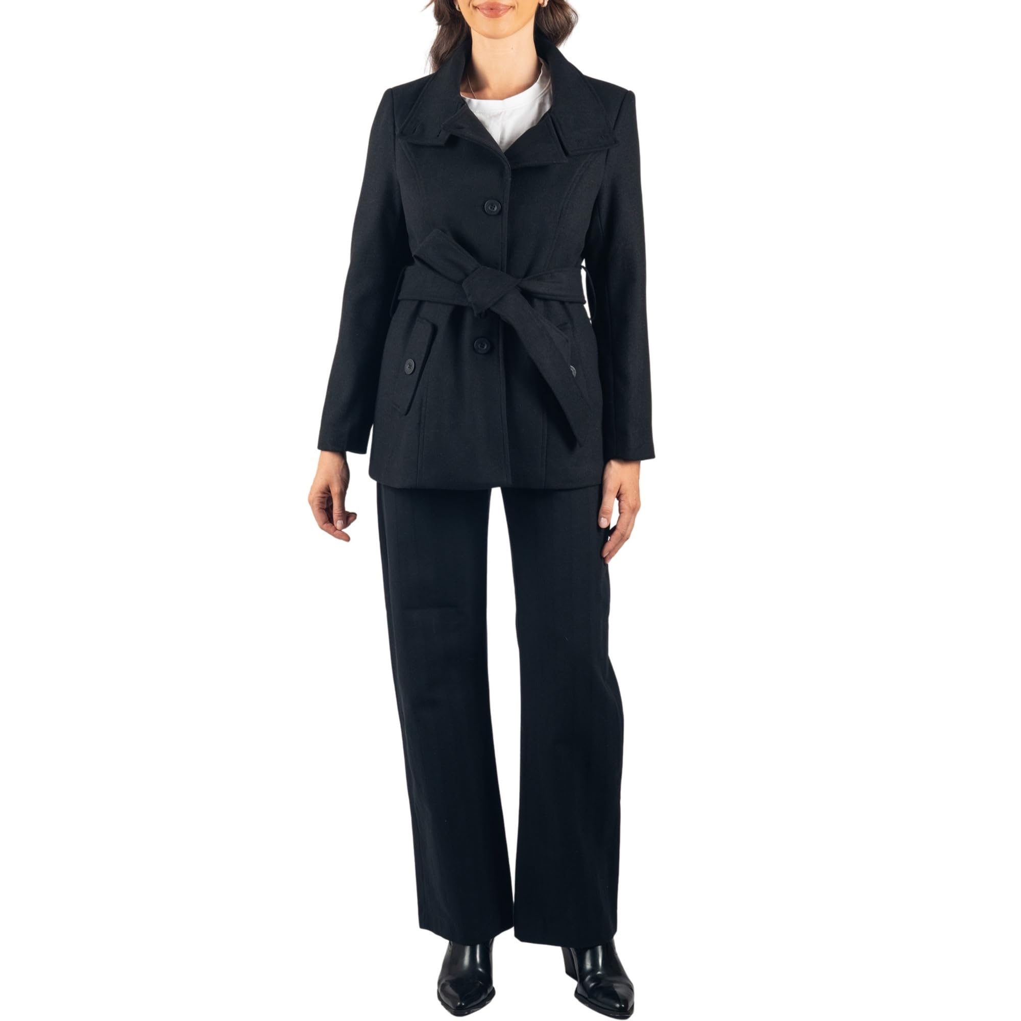 alpine swiss Bella Abrigo de lana para mujer Chaqueta con botones Chaqueta con cinturón