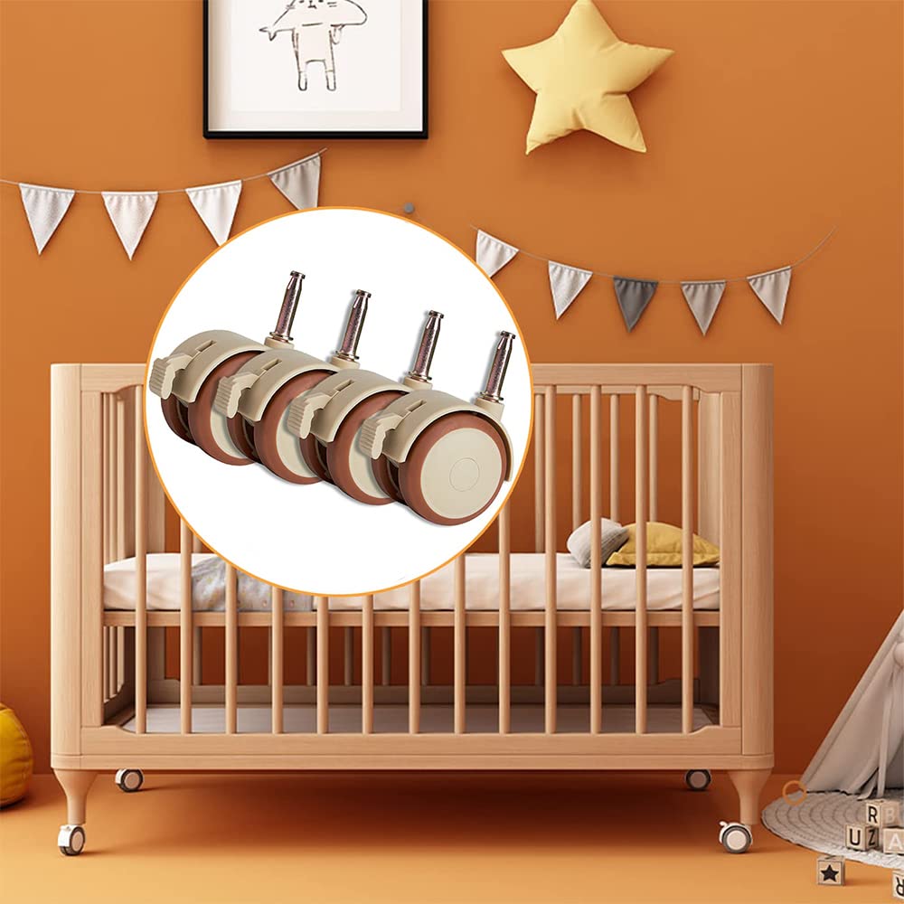 4 Pièces Muet Pivotantes 360° Roues, Support Roulettes Pivotantes Lit de bébé, Meubles Lit de Bébé Roues en Caoutchouc, pourchariots chariot lit bébé meuble table étagère à chaussures table basse