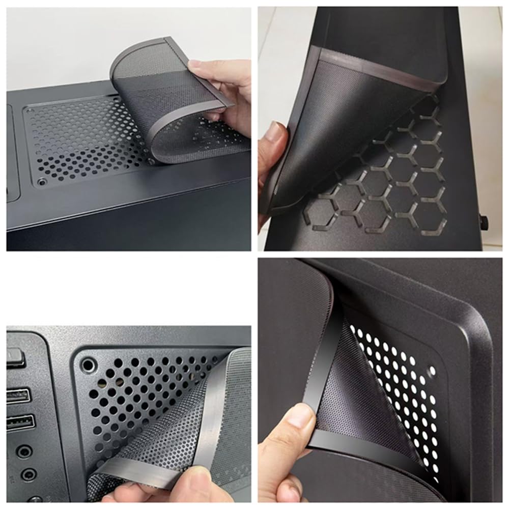 Osłona przeciwpyłowa komputera Filtr przeciwpyłowy wentylatora obudowy komputera Siatka PC Osłona filtra Grille Magnetyczna rama Siatka przeciwpyłowa PVC Czarna 2 szt. 280 mm x 140 mm
