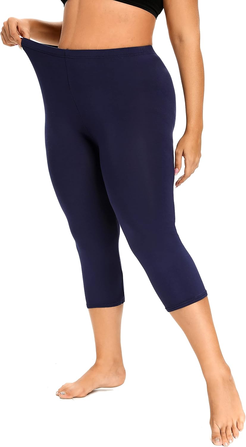ELISS Women's Plus Size Capri Leggings,High Waited Soft Cropped Pants 3/4 Length Yoga Pants (1X-4X) - Image 7