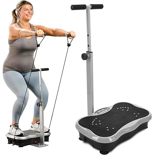 Lifepro Vibration Plate Exercise Machine with Waist-Level Handlebar & Magnetic Acupoints - Powerful Arm Fitness & Recovery Vibration Platform & Whole Body Vibration Machine for Beginners