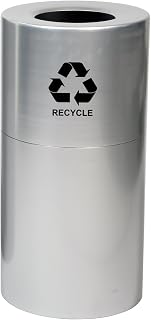 Witt Industries AL18-CLR-R Aluminum 24-Gallon Decorative Recycling Receptacle with Rigid Plastic Liner, Legend "Recycle", Round, 15" Diameter x 30-1/2" Height, Clear Coat
