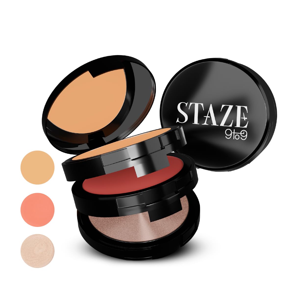 Staze 9to9 Triple Treat Stacked Face Palette 01 Main Character | Blush, Concealer & Highlighter | 3-in-1 Makeup Kit for All Skin Types, Travel-Friendly-image-28