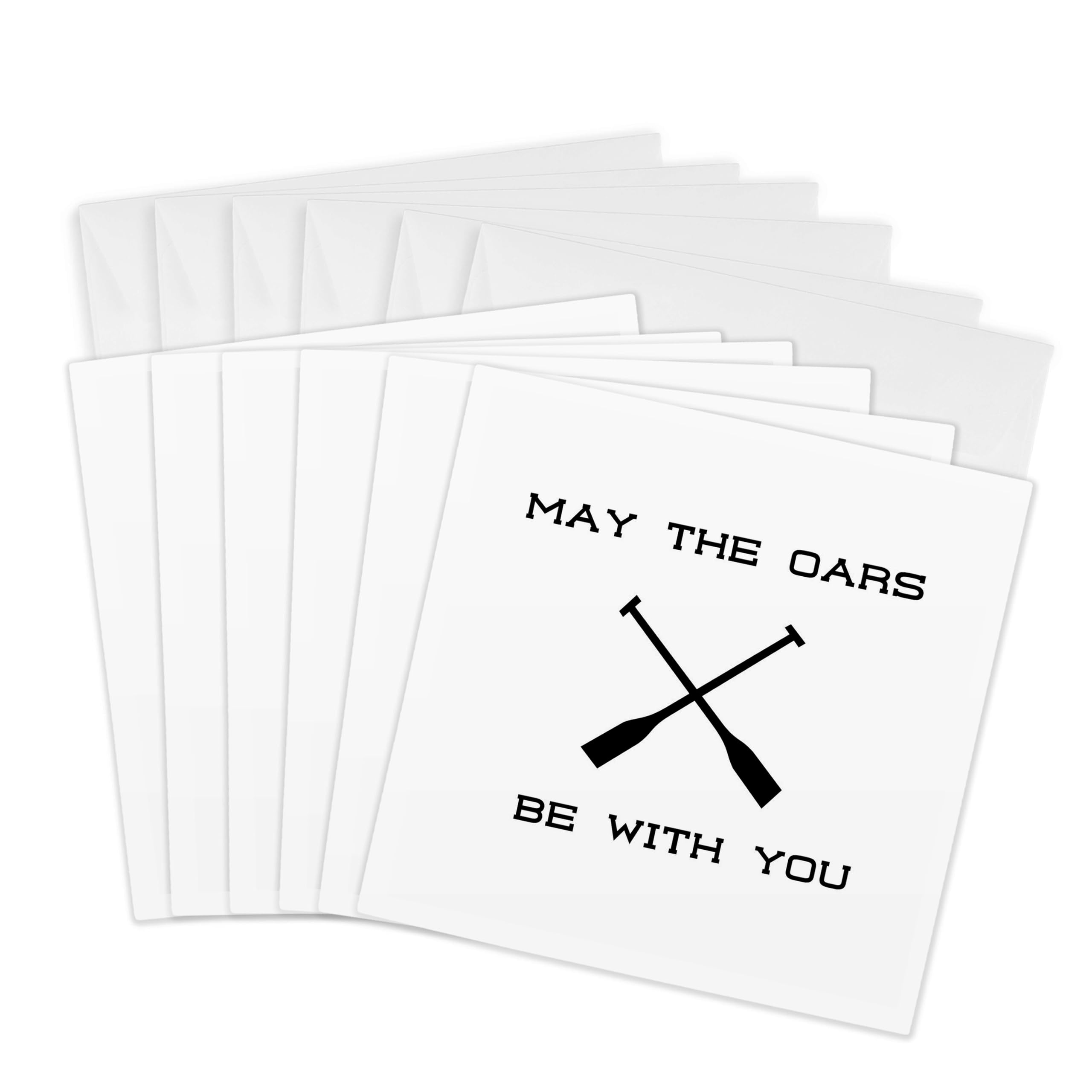 3dRose Greeting Cards - May the Oars Be With You - Funny Rowing Crew Boat Rower Team Humor - 6 Pack - Funny Designs