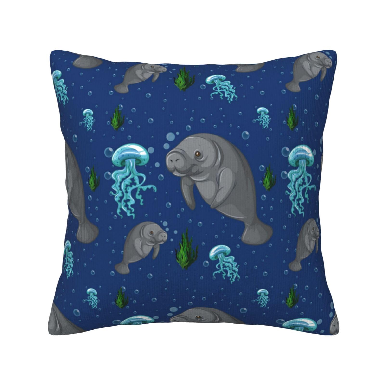 Housse de coussin velours côtelé lamantin doux lavable anti-tache