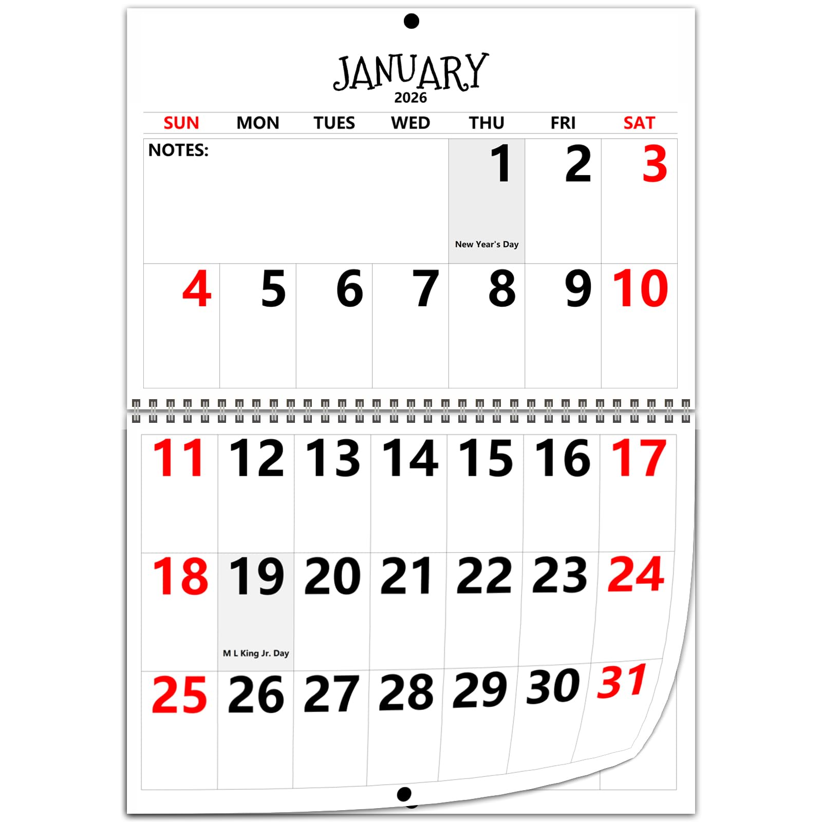 jakilee Large Print Calendar