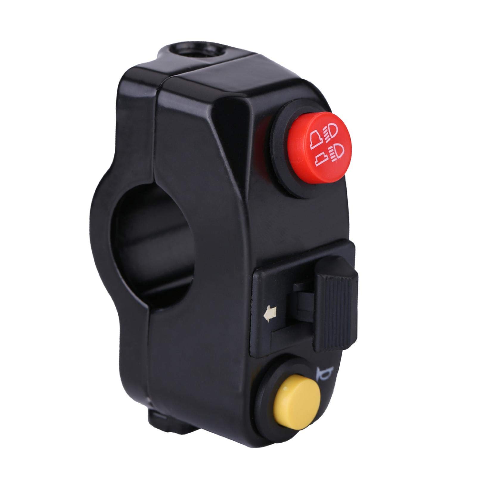 Qiilu 7/8" Interrupteurs de Montage de Guidon de Moto avec Clignotants de Klaxon Contrôle de Feux de Croisement haut(Noir)