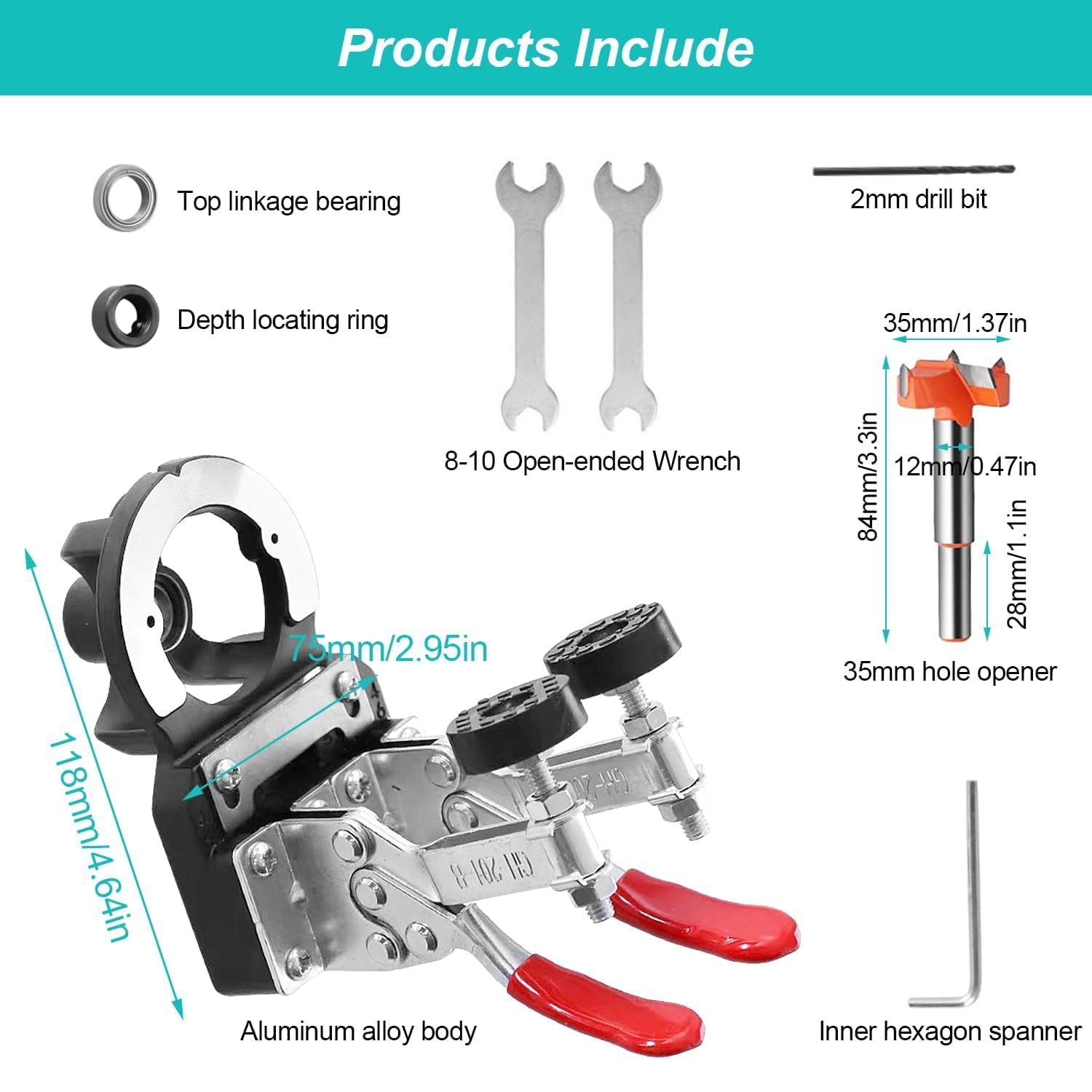 35 Mm Scharniermal, 35 Mm Scharniergat Boormal Gatgeleider Houtbewerkingsgereedschap Snel Vastklemmen 3 Tot 7 Mm Randafstand Instelbaar Nauwkeurig, Flesopeners