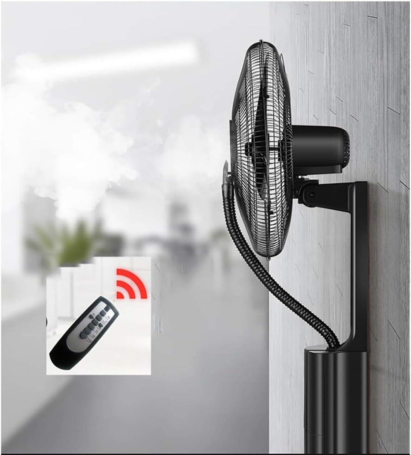 Mural Commercial Nébulisé Ventilateur Haute Puissance Rafraîchisseur Humidificateur Industriel Eau pour Atelier, Prise UK 3 Broches BS 1363 Inclus