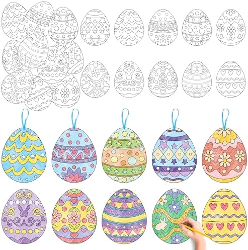 JAPBOR Easter Eggs Coloring Crafts - 83PCS Easter Colour Cards Ki...