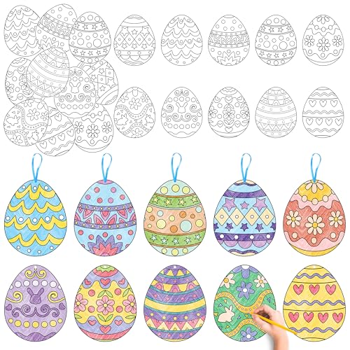 JAPBOR Easter Eggs Coloring Crafts - 83PCS Easter Colour Cards Ki...