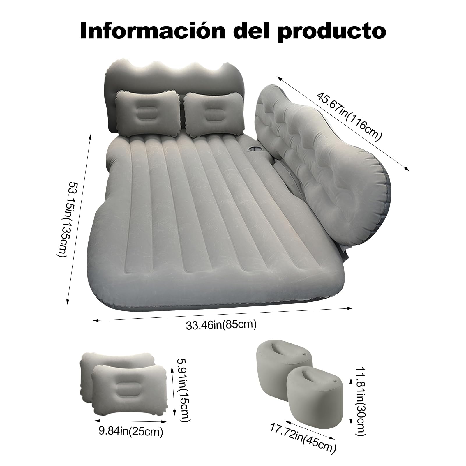 Ergocar Colchon Coche SUV MPV Sofá Inflable Portátil Bomba de Aire Eléctrica Plegable Doble Cama Colchones de Aire para Coche Camping para Viajes al Aire Libre, Piscina, Playa