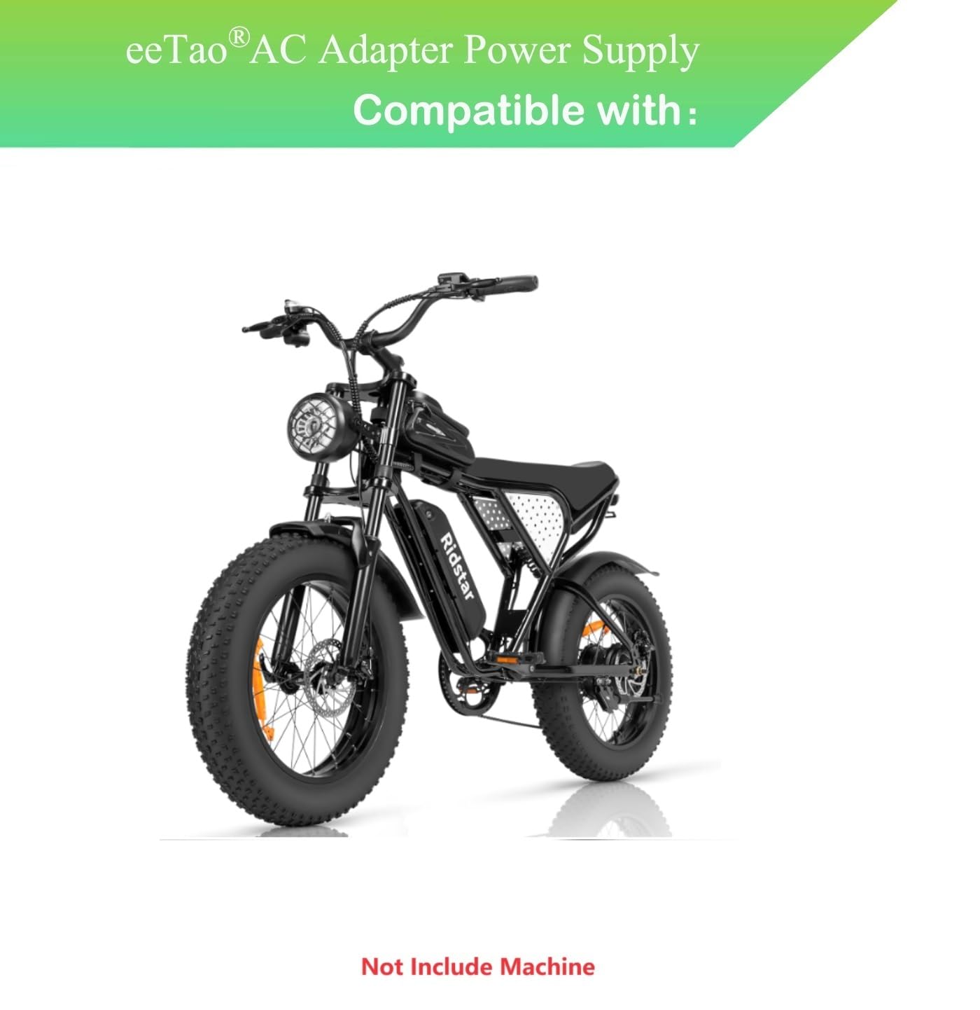 eeTao 3-Pin 54.6V 2A Replacement Charger Compatible with Ridstar Q20/Q20 Lite Fat Tire 1000W Motor 48V 15Ah/20Ah Lithium-ion Battery 20 inch Electric Motorcycle Power Supply Cord Cable