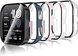 Hianjoo 5 Pieces Case with Tempered Screen Protector Compatible with Amazfit Bip 6, PC Hard Case Cover Compatible with Amazfit Bip 6, [Full Protection] [Anti-Scratch]