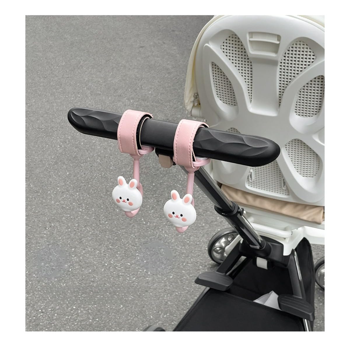 Lot de 2 crochets mignons pour accrocher des sacs à langer et des accessoires de poussette – Grands mousquetons (rose)