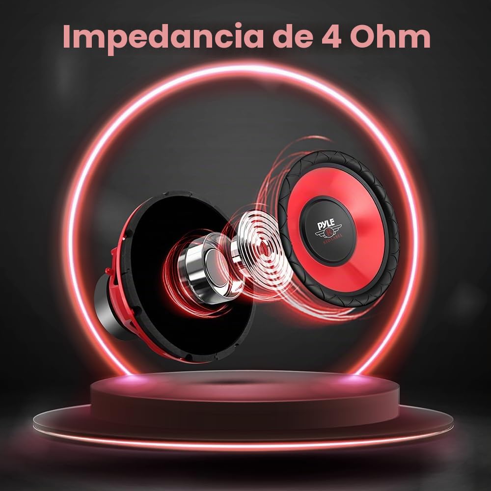 Pyle PLW10RD - Subwoofer componente de 600W, rojo