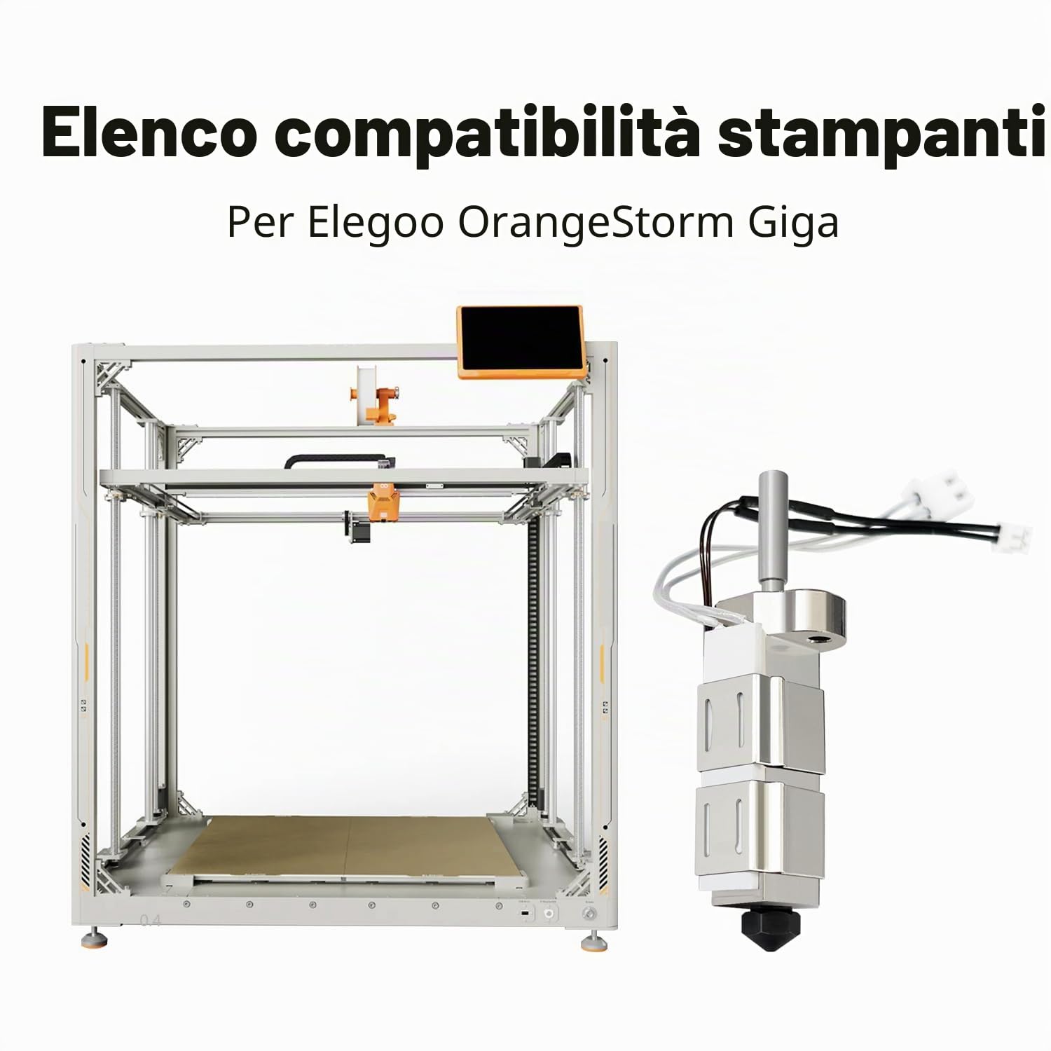 HzdaDeve 0,6 mm Hotend per OrangeStorm Giga Hot End, termistore in ceramica, estrusore, testina di stampa in acciaio temprato, cartuccia riscaldante con copertura in silicone extra 1PK per accessori