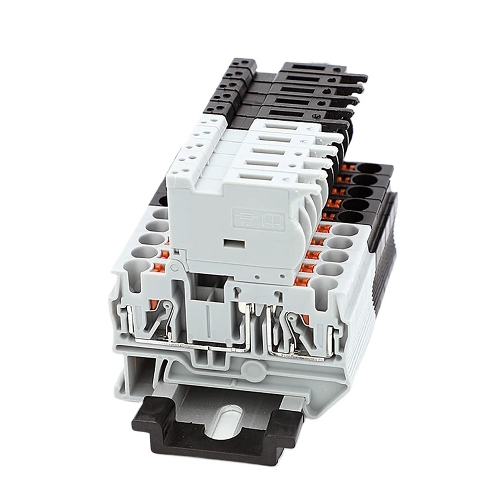 10 Uds PT 4-HESILED 5 * 20mm portafusibles Push-in bloque de terminales LED 24V/220V 4mm² Cable PT4-HESILED conector eléctrico de carril Din (Color : Gray-with 220V LED, Size : 1A Fuse)