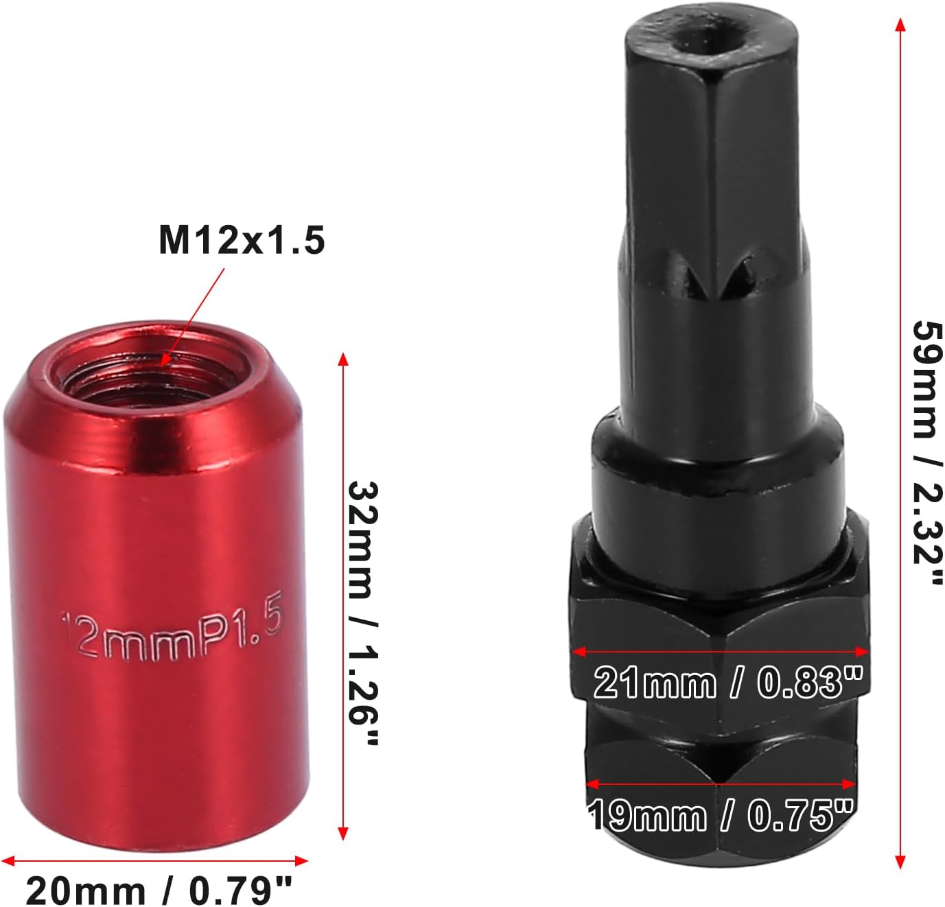 X AUTOHAUX 20pcs Car M12x1.5 Bulge Acorn Wheel Lug Nuts Cone Seat with 1 Key Universal Red