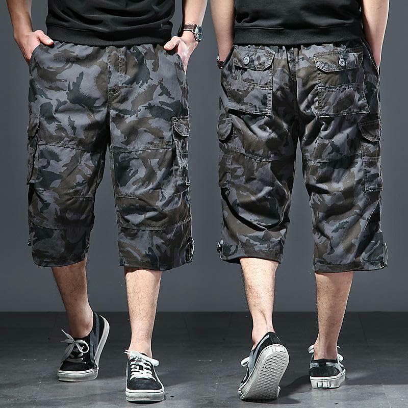 Short cargo homme ample multi-poches coton léger été vêtement de travail