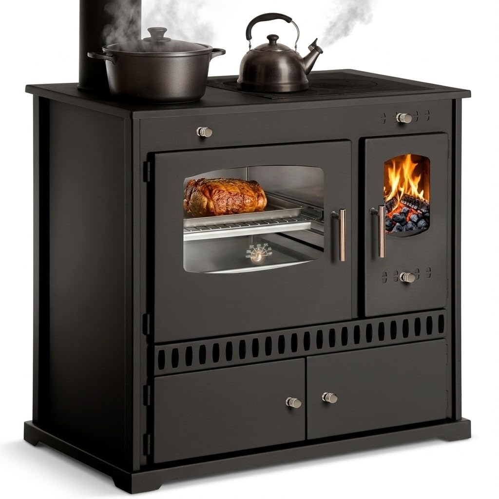 Küchenofen Holzherd P ECO INOX, linke Version - 7 kW