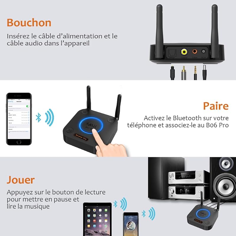 1Mii B06Pro Bluetooth vevő 60m hatótávval - HiFi 3D hangzás, optikai/AUX/koaxiális csatlakozás, hangerőszabályzás, kék