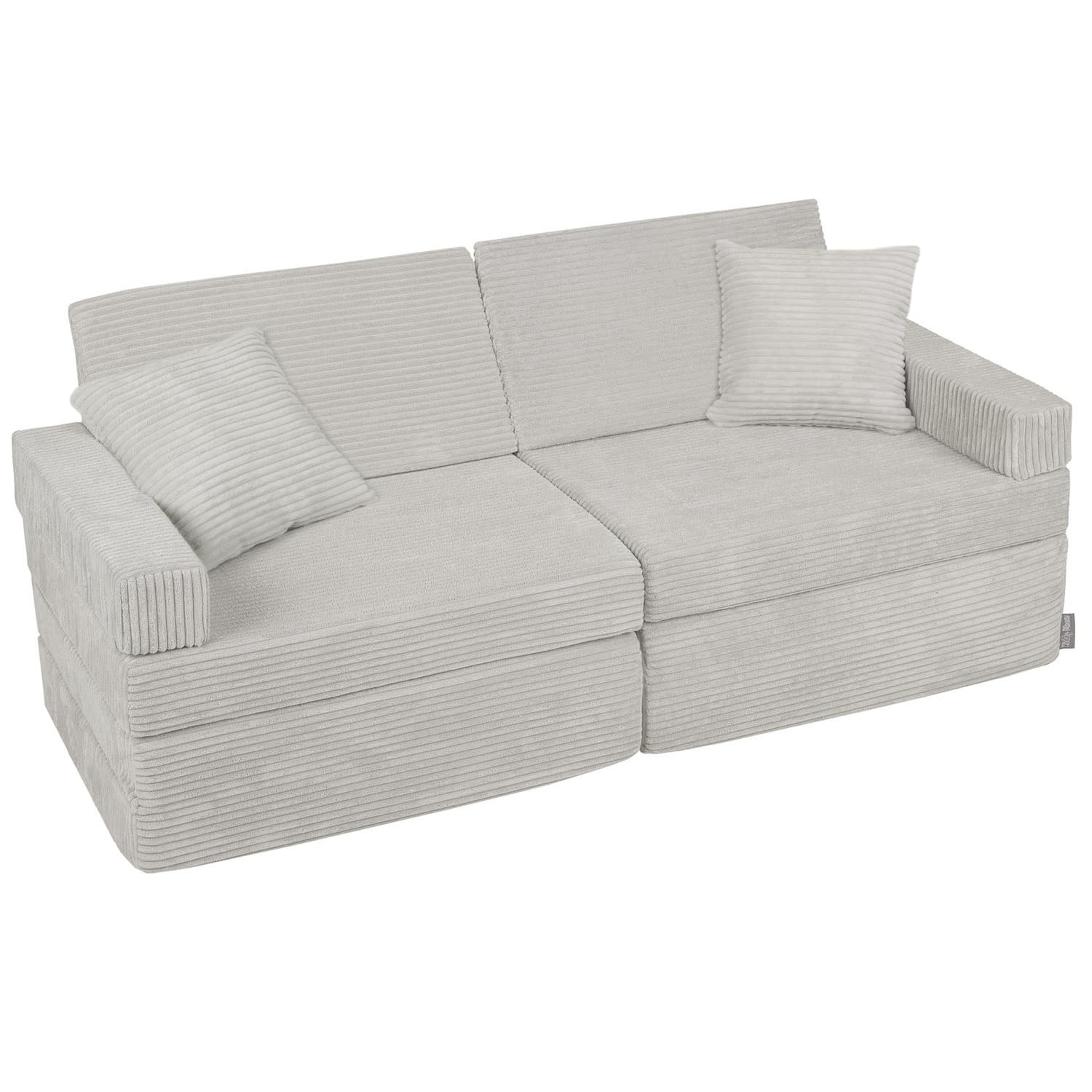 KiddyMoon Sofás con 2 Almohadas para Niños Sillón Colchón Infantil, Gris Claro