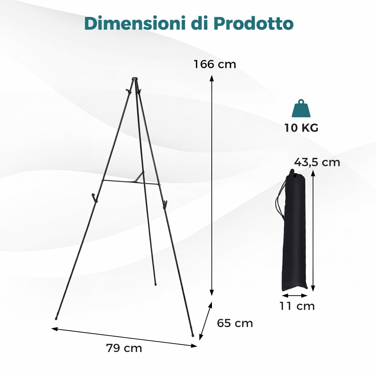 COSTWAY 6 Pz Cavalletto per Dipingere, Cavalletto Pittura in Metallo con Staffe Regolabili, Piedini Antiscivolo e Borsa, Cavalletti da Esposizione Portatile, Portata 10 kg, Per Dipinti Poster
