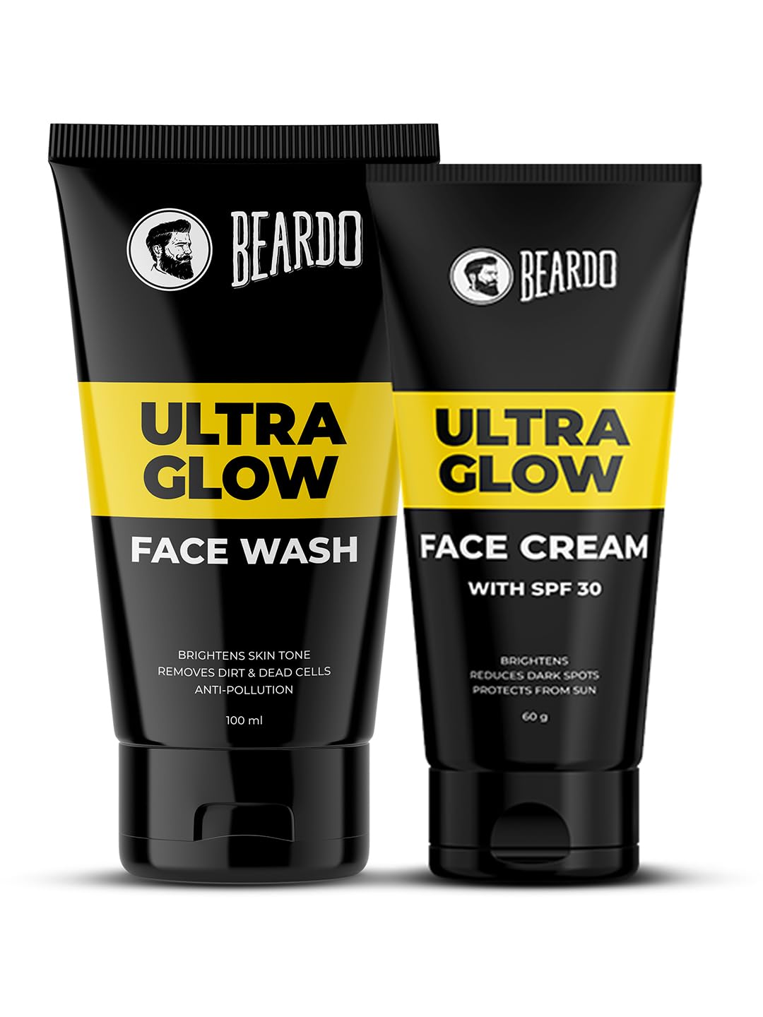 Beardo Ultraglow Face Care Combo (Pack of 2) | Ultraglow Face Cream with SPF30,Dark Spot Reduction Cream, 60gm | Glowing and Radiant Skin 100ml