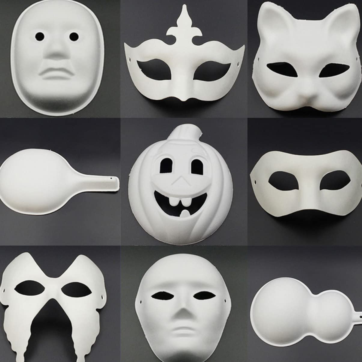 Toyvian 10 Pezzi Maschera Di Halloween Fai Da Te Purim Maschera Semplice Cosplay Vuota Vuota Da Dipingere Kabuki Trucco Uomini e Donne Ordinario Bianca