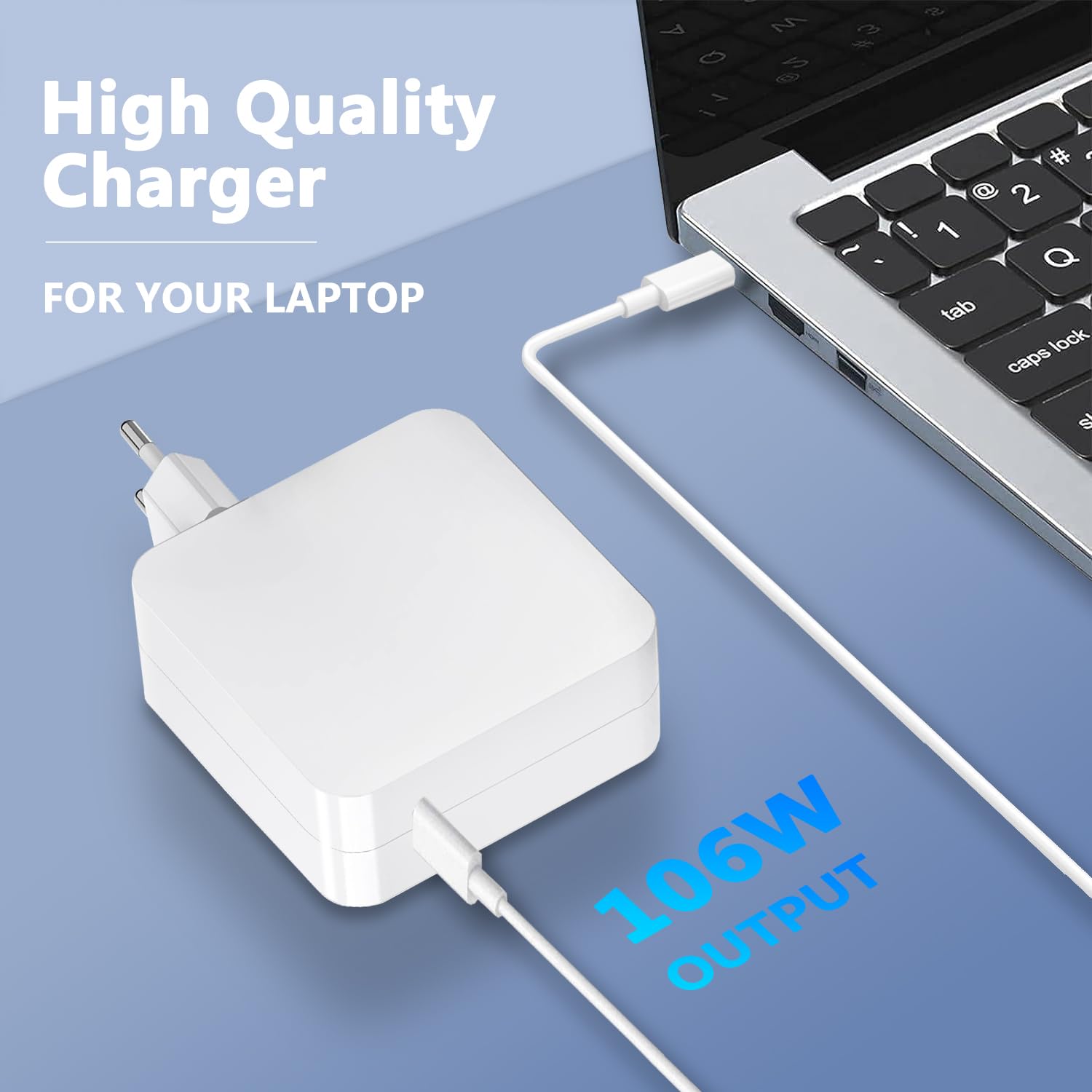 Caricatore USB-C 106W Per MacBook Pro/Air, IPad Pro, E Dispositivi USB-C – Ricarica Veloce PD 3.0, Cavo Da 2,2m, Protezione Multipla