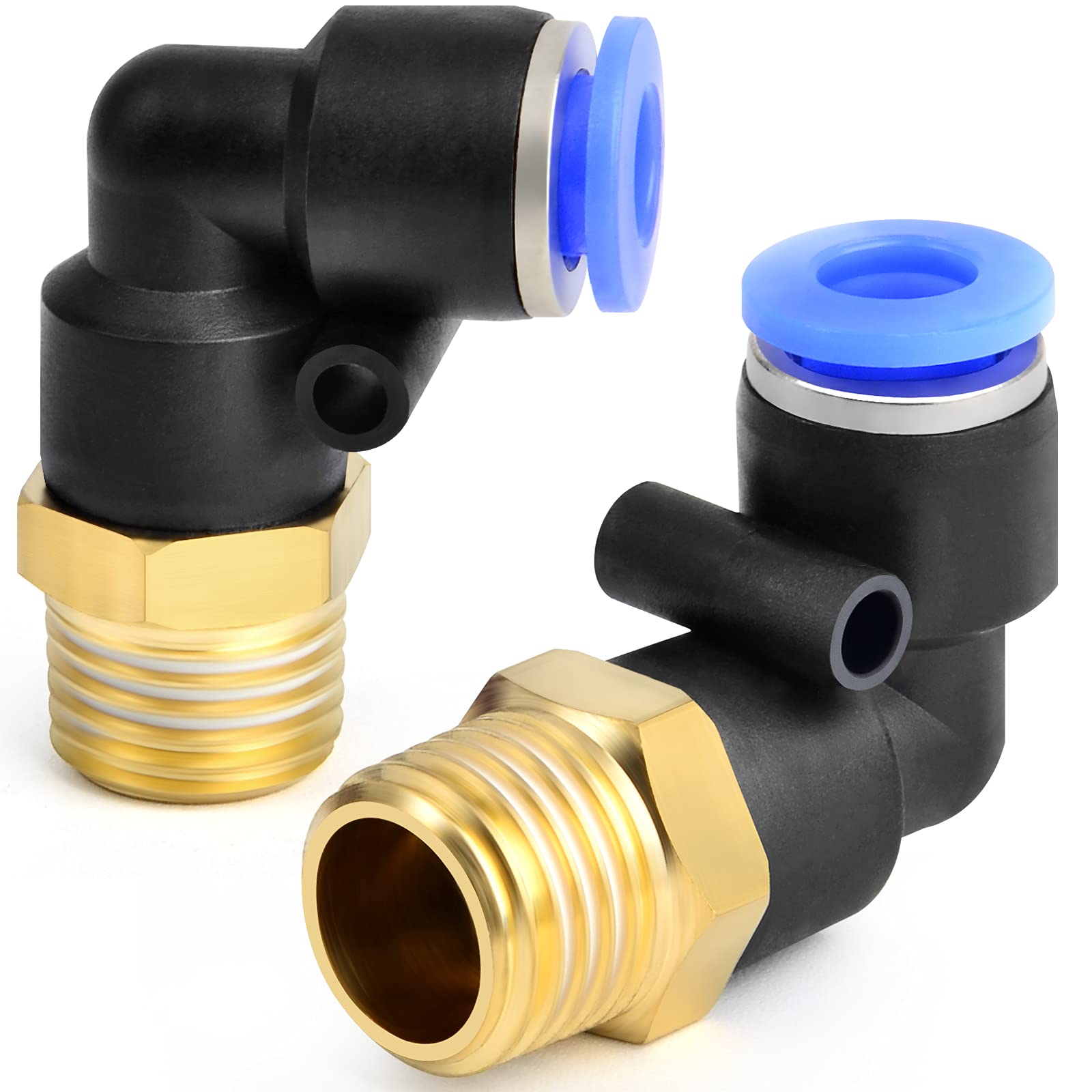 Ergaoboy Men's Bu Pl 2 Pcs 6Mm Tube Od X 1/4 Bsp Elbow Push To Connect, Pneumatic Air Push Fit Lock Fitting (Pl6-02)