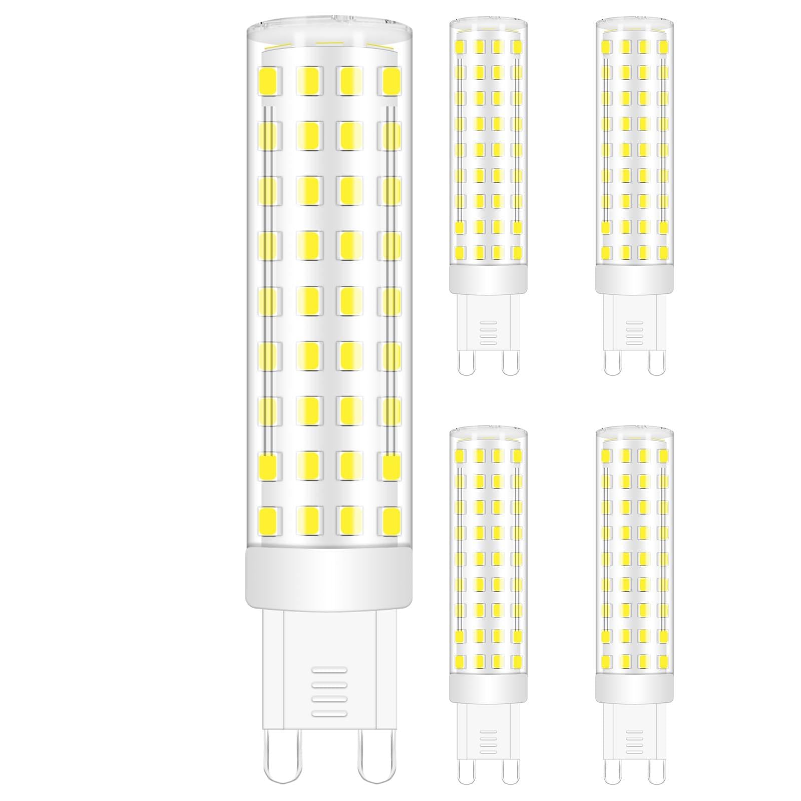 TRIJZHOU G9 Led Light Bulbs, Dimmable Led Lamp 9W Equivalent to 75W 80W Halogen, Cool White 6000K 220-240V 850lm, No Flicker, Energy Saving G9 Bi-Pin Base 5-Pack