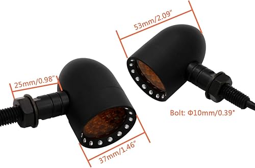 Miniatura 2 de FATECIM 2 intermitentes LED para motocicleta, luz intermitente de bala de alta resistencia, lente ámbar, universales para Harley Davidson, Honda,