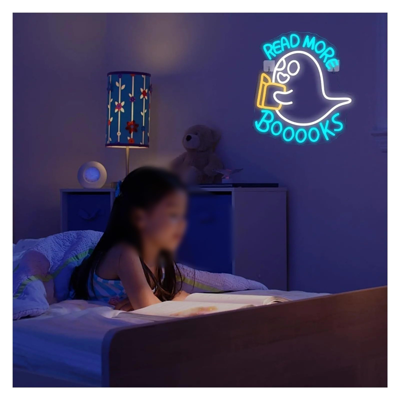 Decoración Lámparas Leer Más Letrero De Neón LED Boooooks Ghost