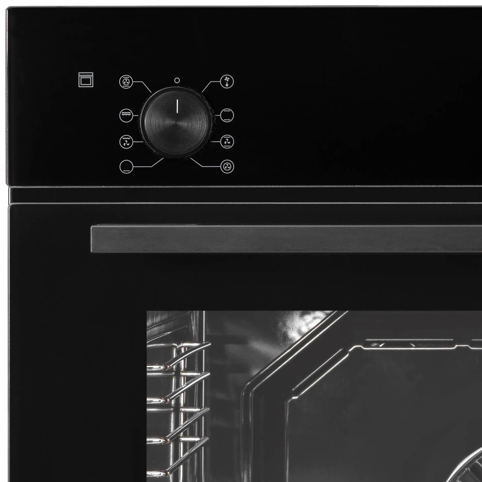 Oranier Einbau-Backofen 60 cm mit 9 Funktionen, versenkbaren Knebeln, 3D Heißluft, Ober-/Unterhitze, Umluft-Grill, Auftaufunktion, Timer, Vollglas-Innentür & CLEAN UP-Emaillierung