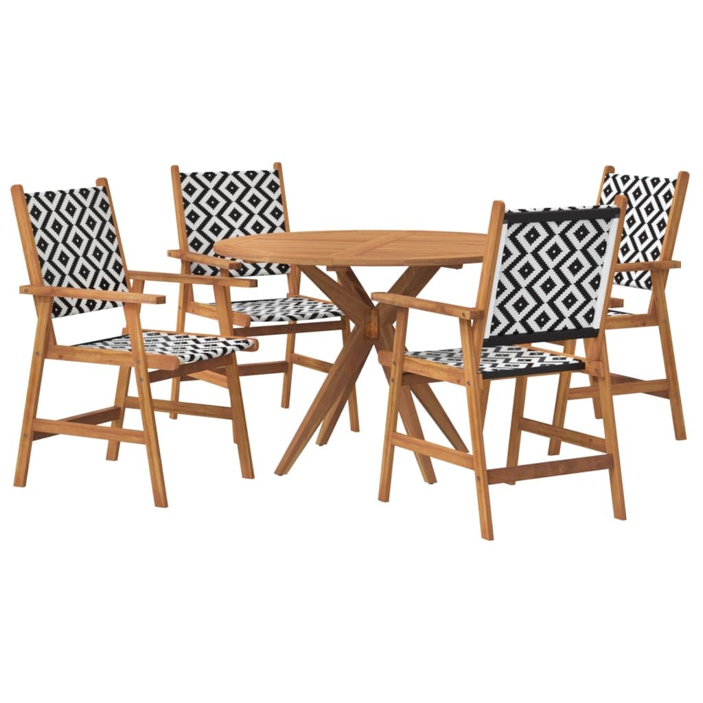 Meubles de jardin en bois d'acacia massif ensemble repas stable 5 pièces