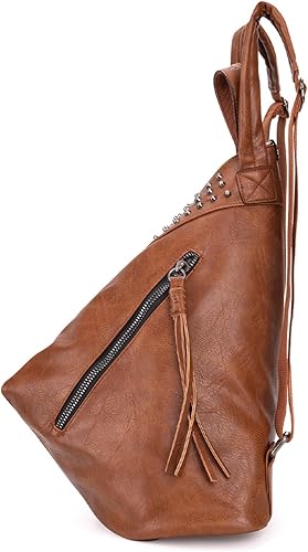 Miniatura 5 de Montana West Mochila para mujer, de cuero lavado suave, con cordón, casual, para viajes, grandes mochilas, **Mochila antirrobo marrón, Mochilas